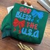 Embroidered God Bless the U.S.A. Sweatshirt, Patriotic Sweatshirt for Independence Day