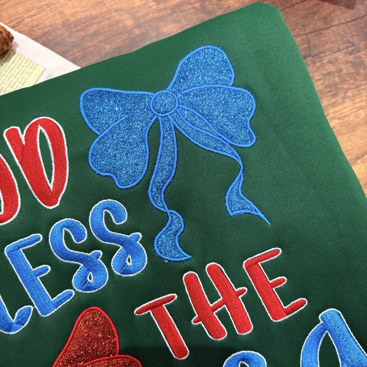 Embroidered God Bless the U.S.A. Sweatshirt, Patriotic Sweatshirt for Independence Day