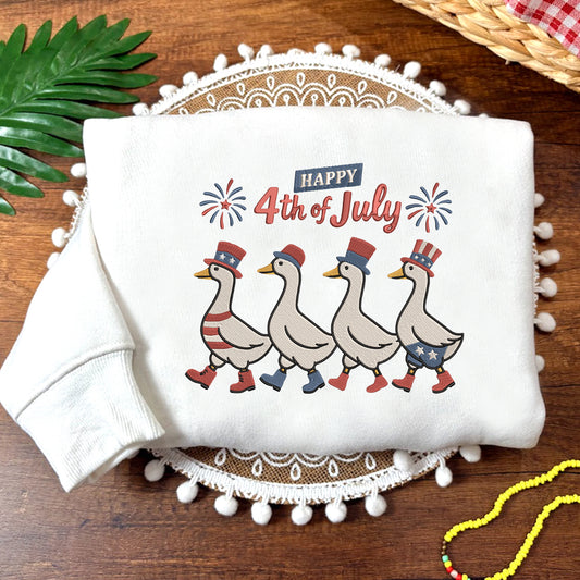 Embroidered Adorable Silly Goose Sweatshirt, Happy 4th of July Shirt