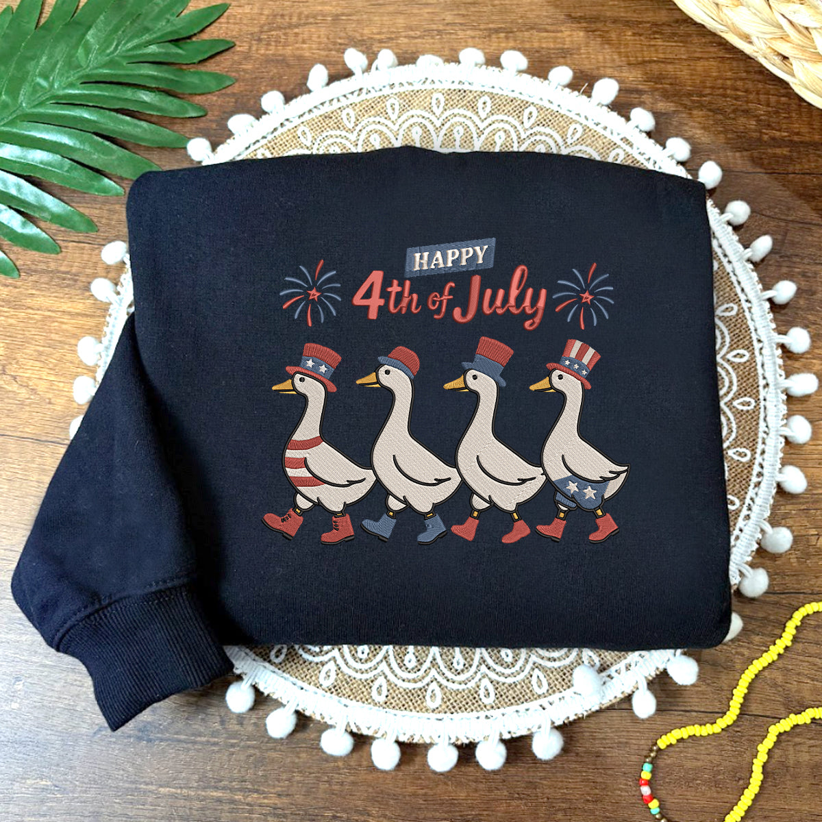 Embroidered Adorable Silly Goose Sweatshirt, Happy 4th of July Shirt