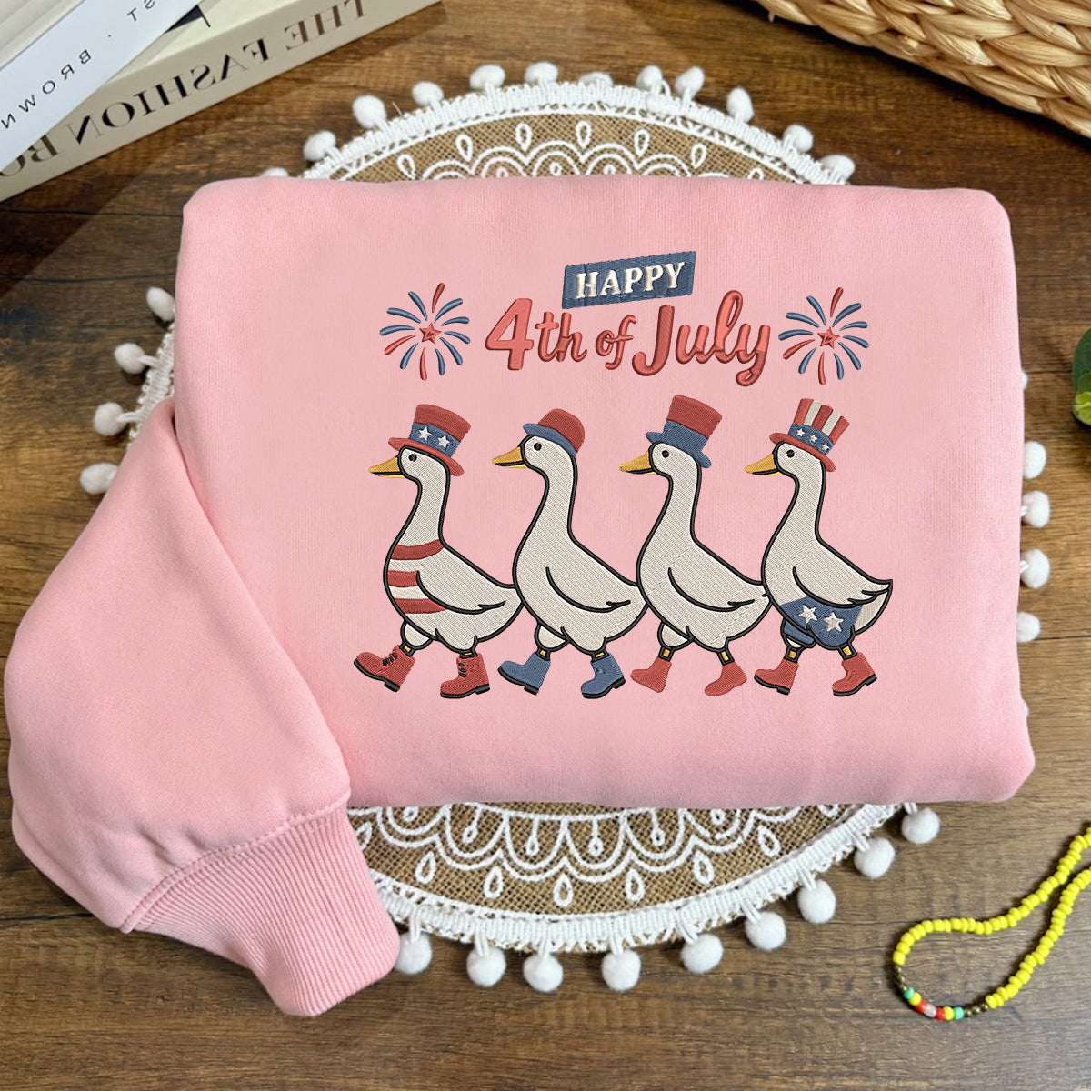 Embroidered Adorable Silly Goose Sweatshirt, Happy 4th of July Shirt