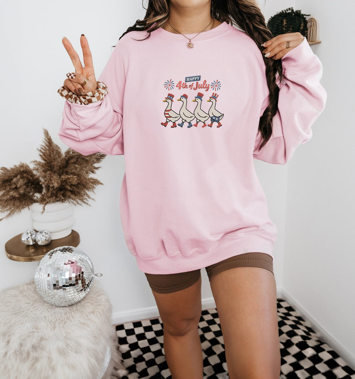 Embroidered Adorable Silly Goose Sweatshirt, Happy 4th of July Shirt