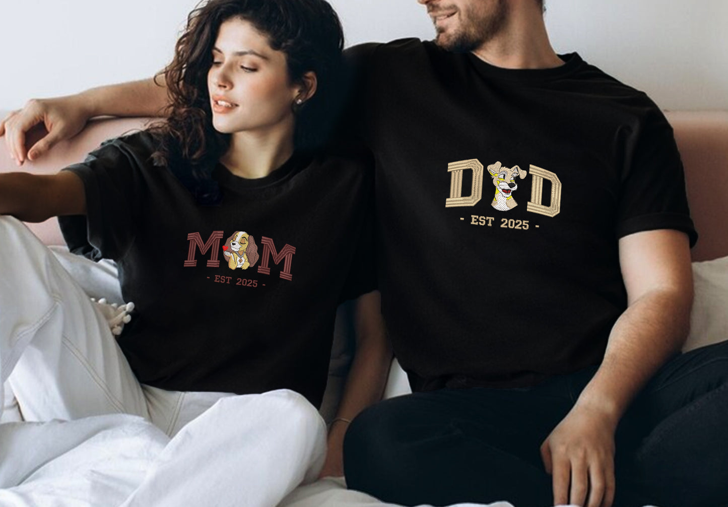 Embroidered Mom & Dad Sweatshirt, Personalized Family Shirt