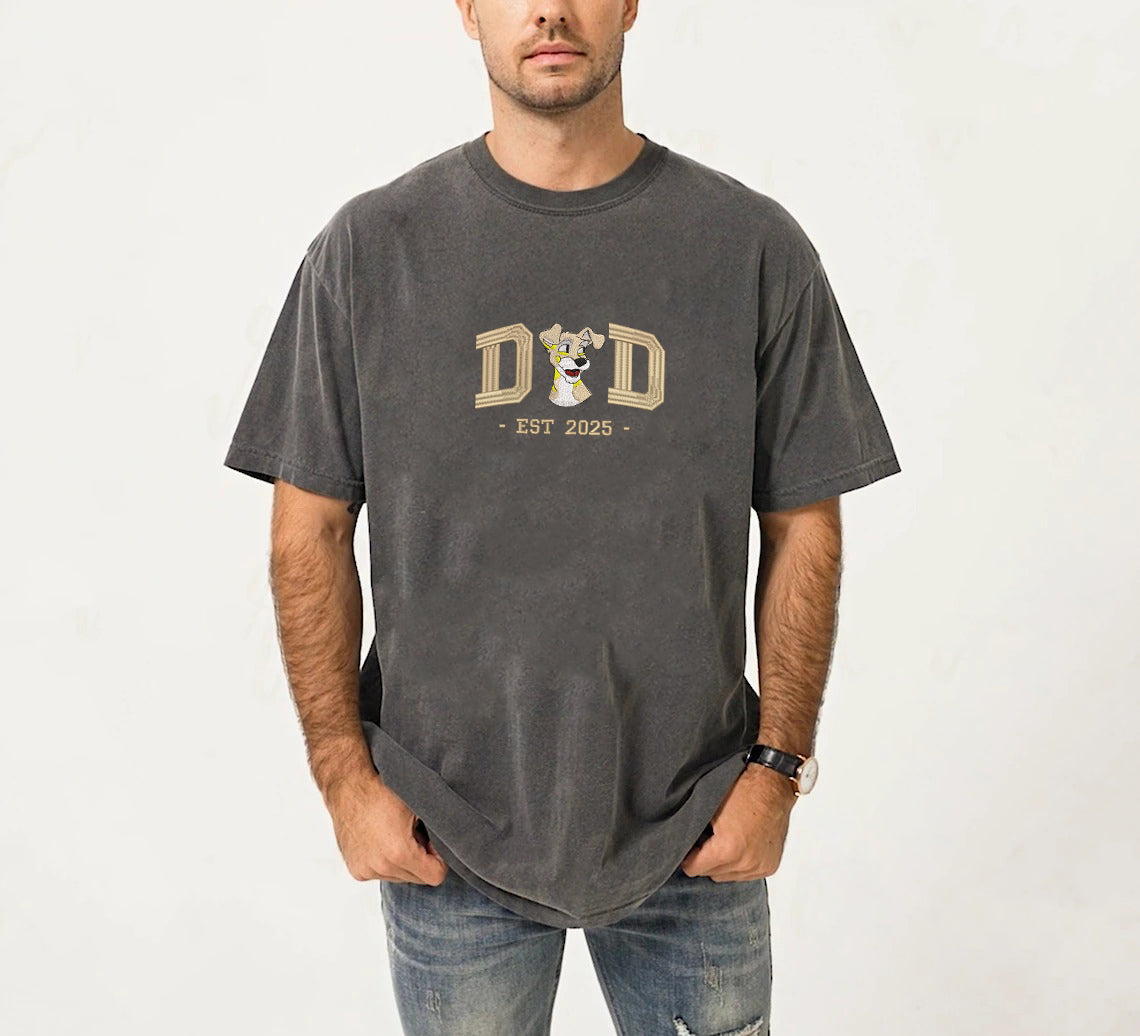Embroidered Mom & Dad Comfort Color T-Shirt, Personalized Family Shirt