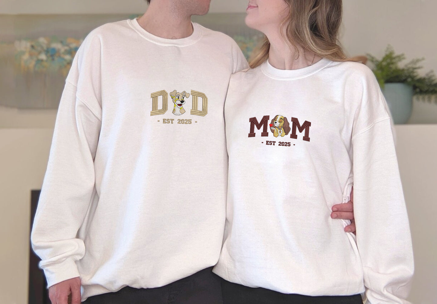 Embroidered Mom & Dad Sweatshirt, Personalized Family Shirt