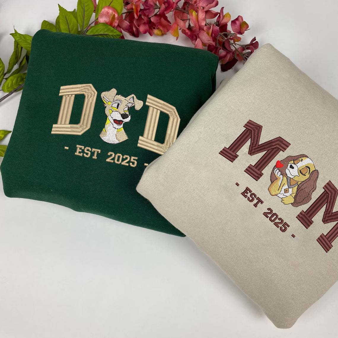 Embroidered Mom & Dad Sweatshirt, Personalized Family Shirt