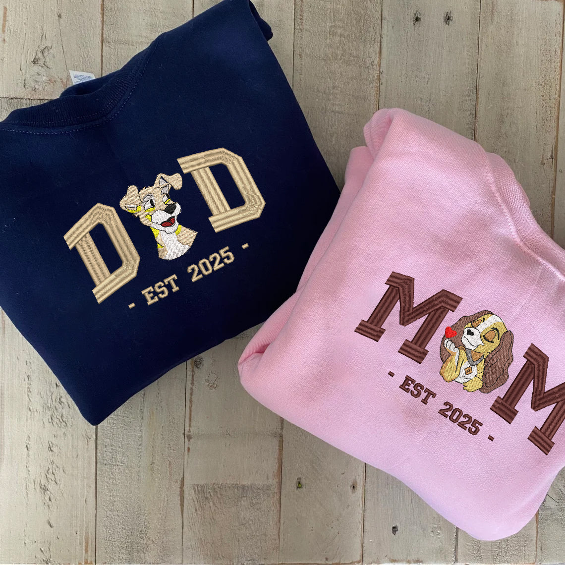 Embroidered Mom & Dad Sweatshirt, Personalized Family Shirt
