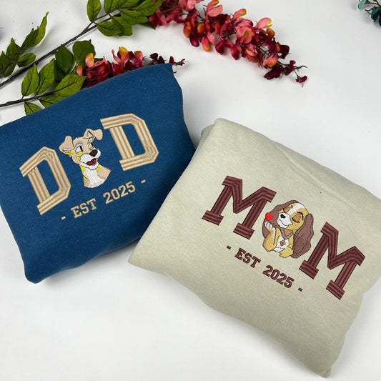 Embroidered Mom & Dad Sweatshirt, Personalized Family Shirt