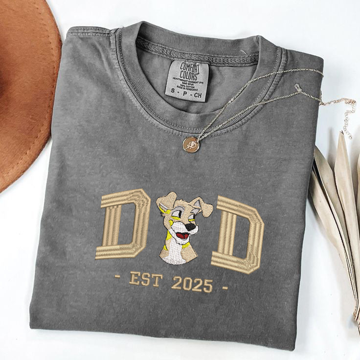 Embroidered Mom & Dad Comfort Color T-Shirt, Personalized Family Shirt