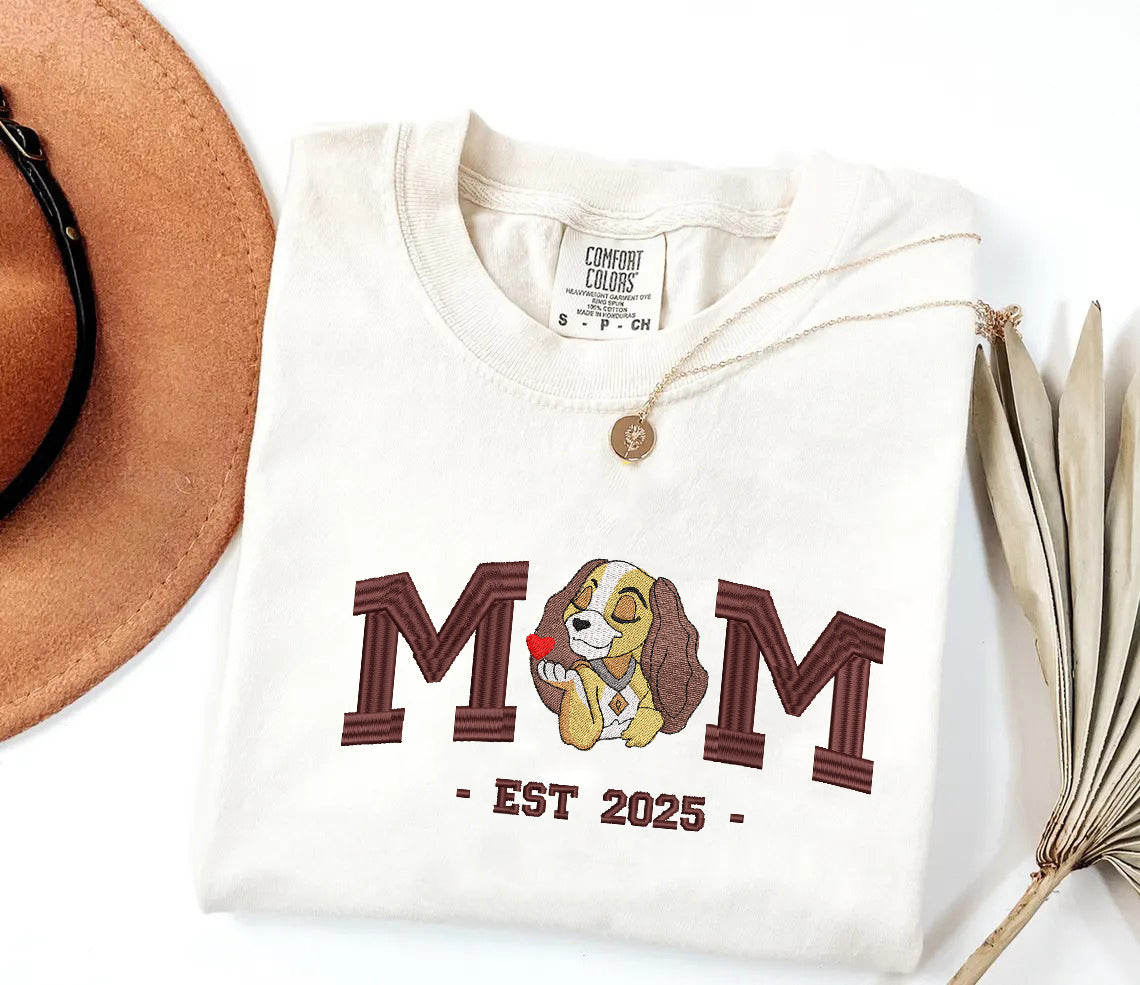 Embroidered Mom & Dad Comfort Color T-Shirt, Personalized Family Shirt