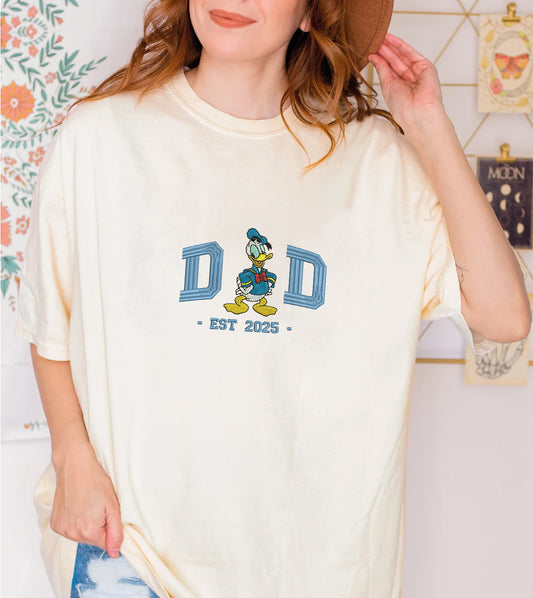 Embroidered Dad & Mom Disney Cartoon Sweatshirt, Matching Donald Duck Shirt