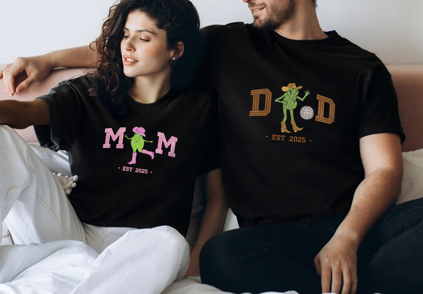Embroidered Dad & Mom Sweatshirt, Matching Cowboy & Cowgirl Parent Shirt