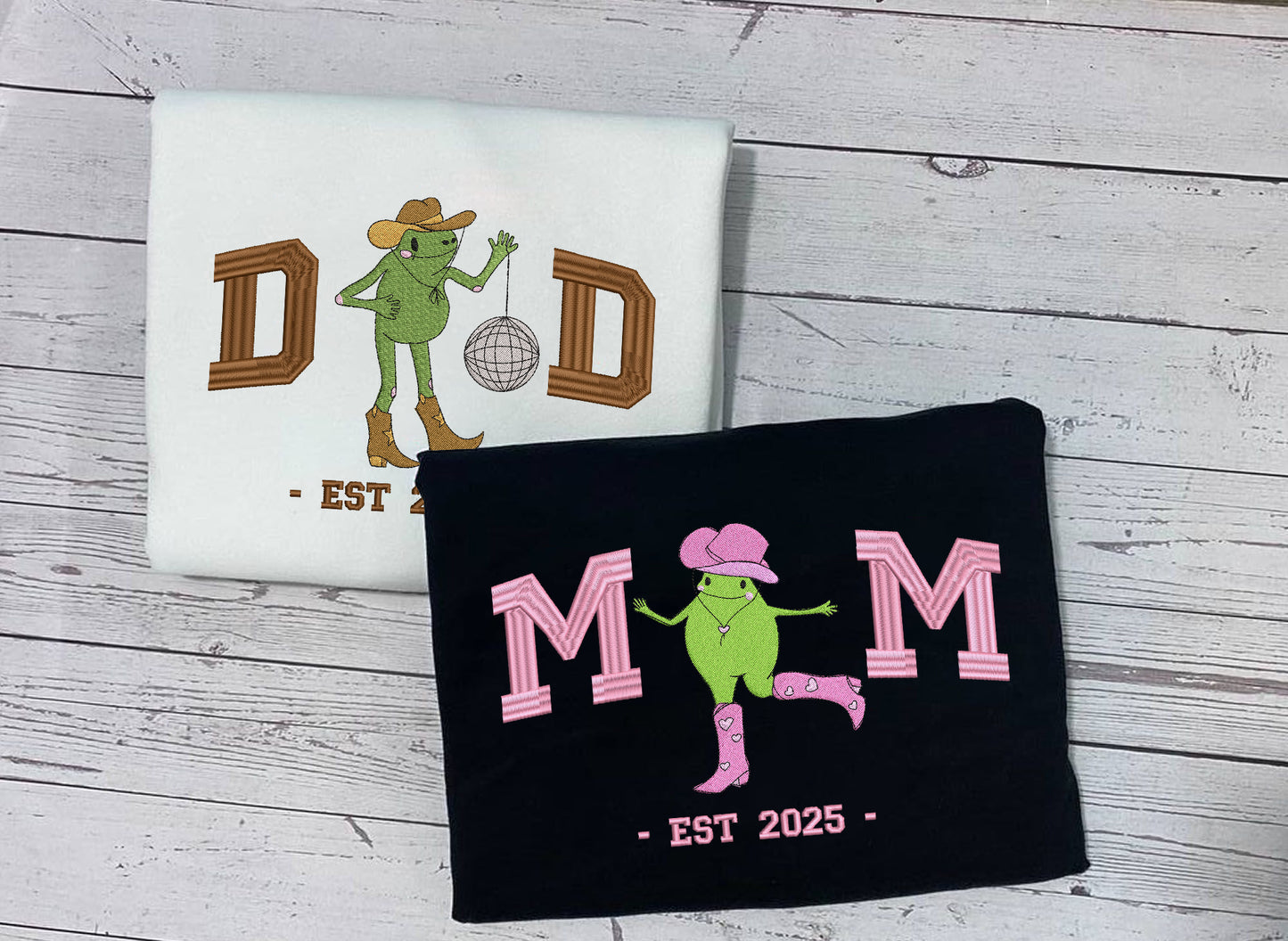 Embroidered Dad & Mom Sweatshirt, Matching Cowboy & Cowgirl Parent Shirt