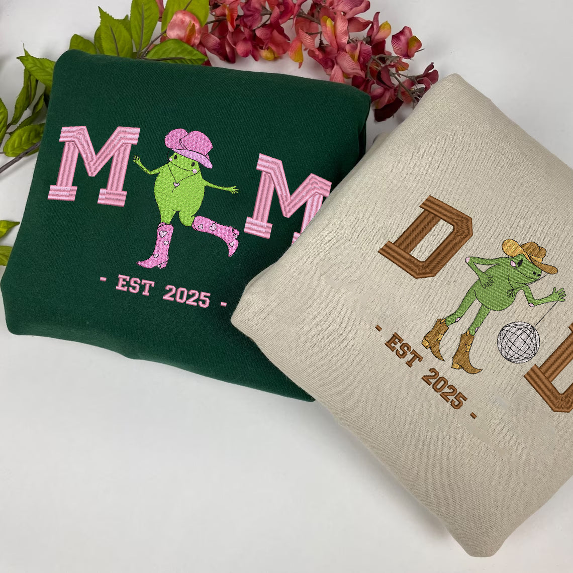 Embroidered Dad & Mom Sweatshirt, Matching Cowboy & Cowgirl Parent Shirt