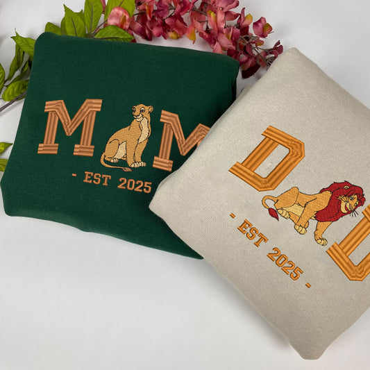 Embroidered Dad & Mom Sweatshirt, Matching Lion King Shirt