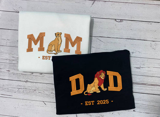 Embroidered Dad & Mom Sweatshirt, Matching Lion King Shirt