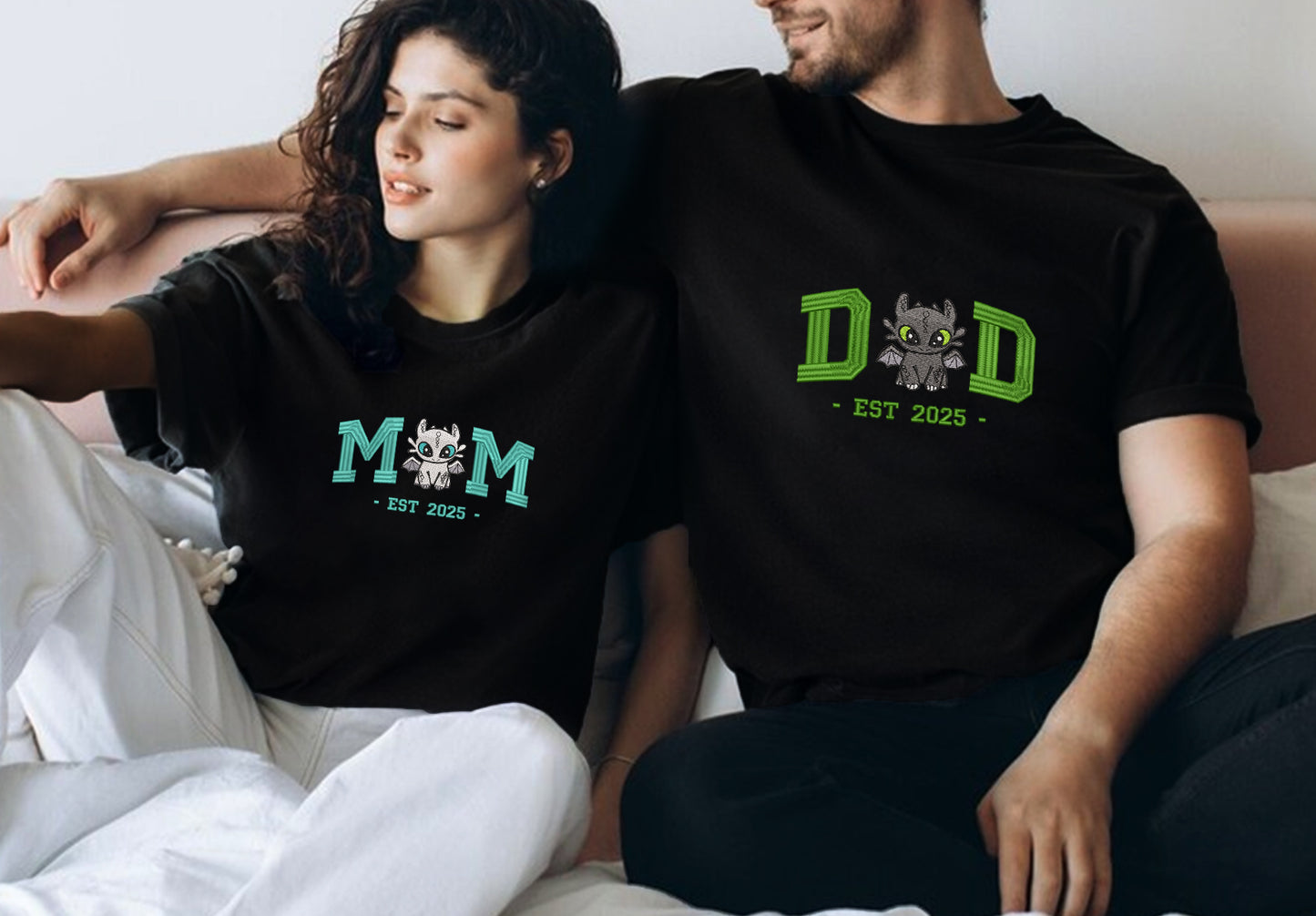 Embroidered Dad & Mom Sweatshirt, Matching How to Train Your Dragon Shirt