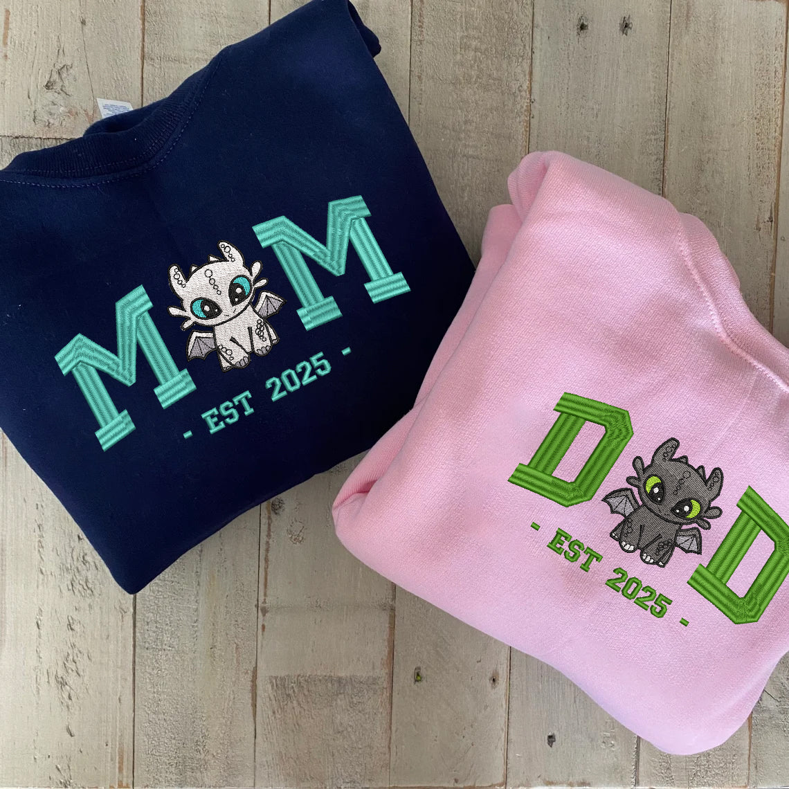 Embroidered Dad & Mom Sweatshirt, Matching How to Train Your Dragon Shirt