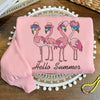 Embroidered Hello Summer Sweatshirt, Flamingo Sweatshirt