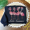 Embroidered Hello Summer Sweatshirt, Flamingo Sweatshirt