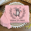 Embroidered Feral & Free Sweatshirt, Raccoon Sweatshirt For Independence Day