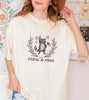 Embroidered Feral & Free Sweatshirt, Raccoon Sweatshirt For Independence Day