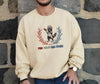 Embroidered Red, White, and Feral Sweatshirt, Raccoon Sweatshirt For Independence Day