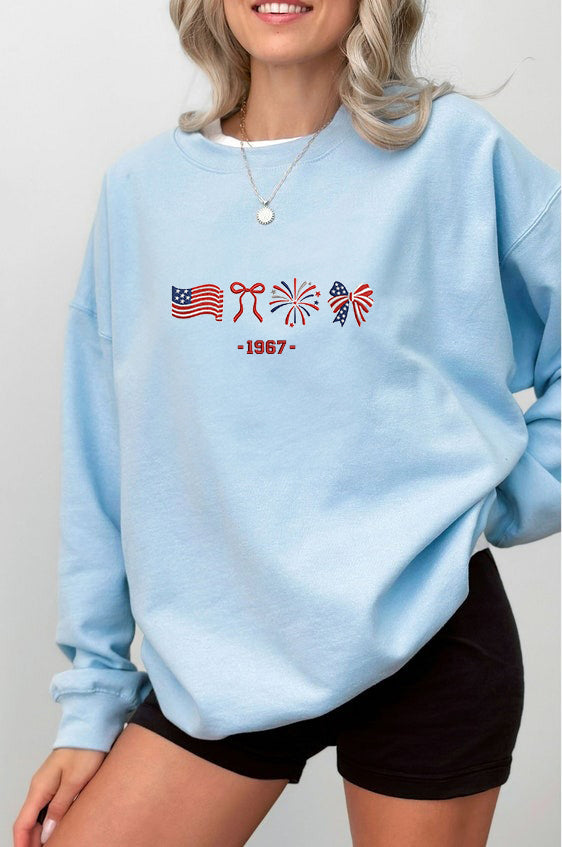 Embroidered Patriotic Celebration Sweatshirt, Sweatshirt for Independence Day
