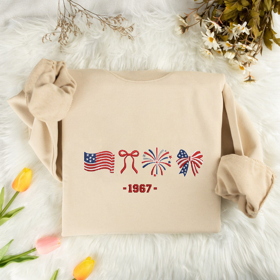 Embroidered Patriotic Celebration Sweatshirt, Sweatshirt for Independence Day