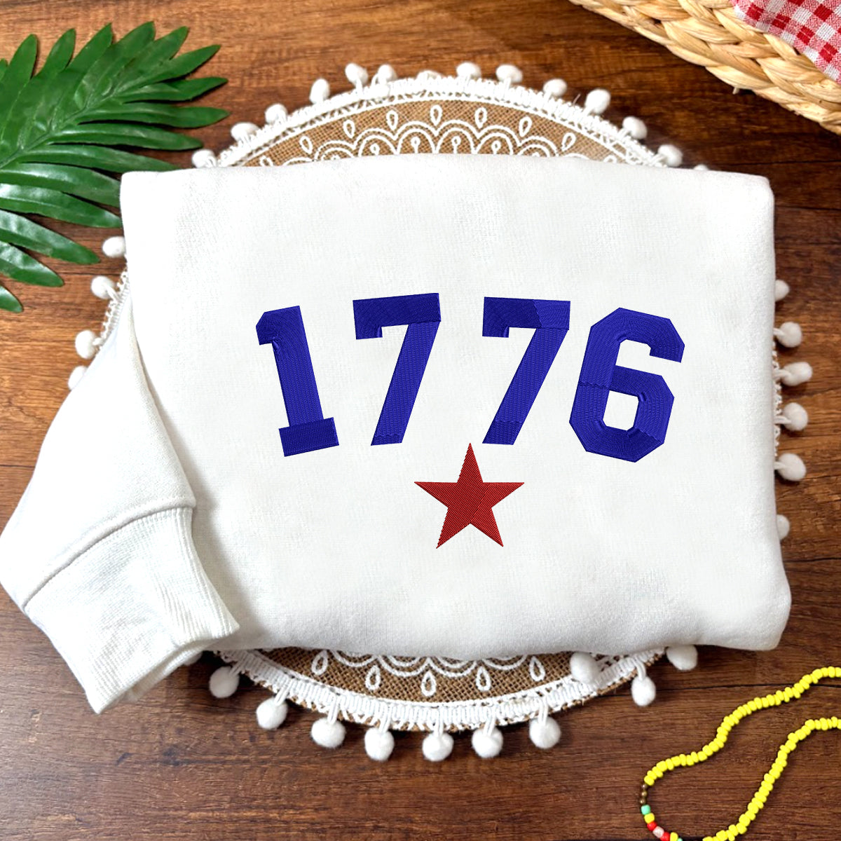 Embroidered Year 1776 Sweatshirt, Sweatshirt for Independence Day