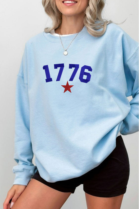 Embroidered Year 1776 Sweatshirt, Sweatshirt for Independence Day