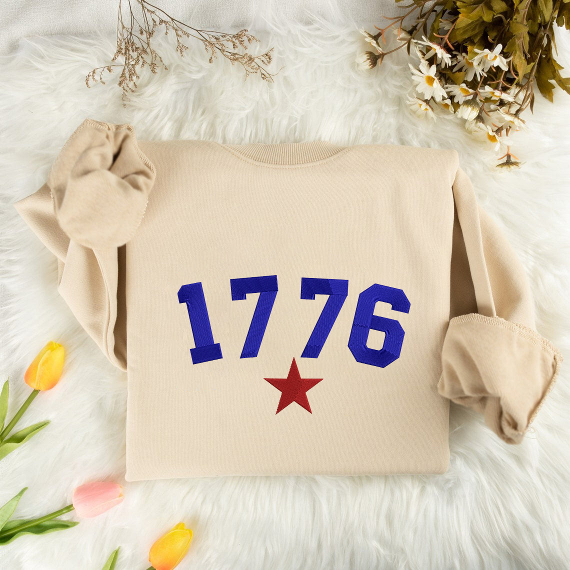 Embroidered Year 1776 Sweatshirt, Sweatshirt for Independence Day