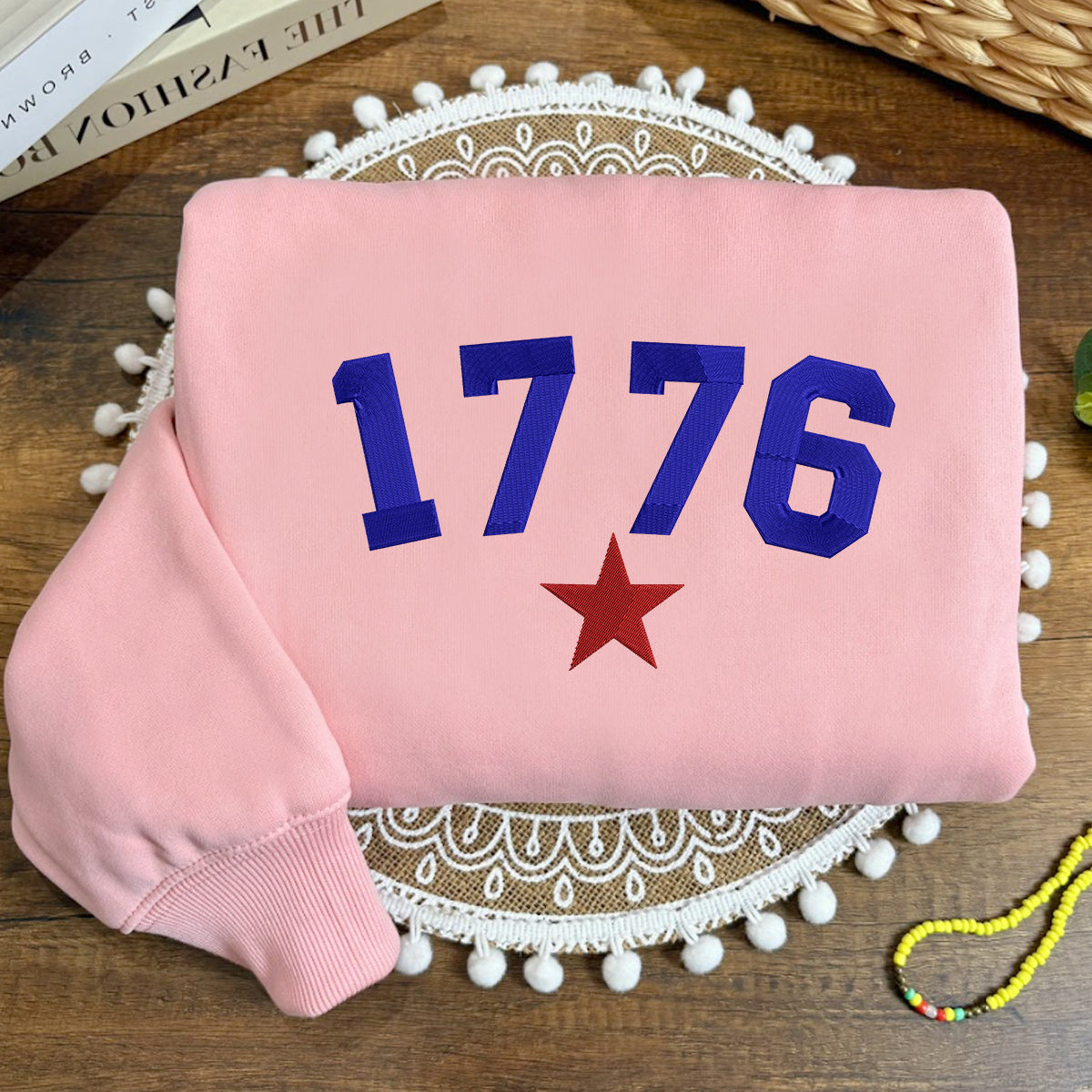 Embroidered Year 1776 Sweatshirt, Sweatshirt for Independence Day