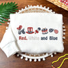 Embroidered Red, White and Blue Icons Sweatshirt, Patriotic 4th of July Pullover Shirt