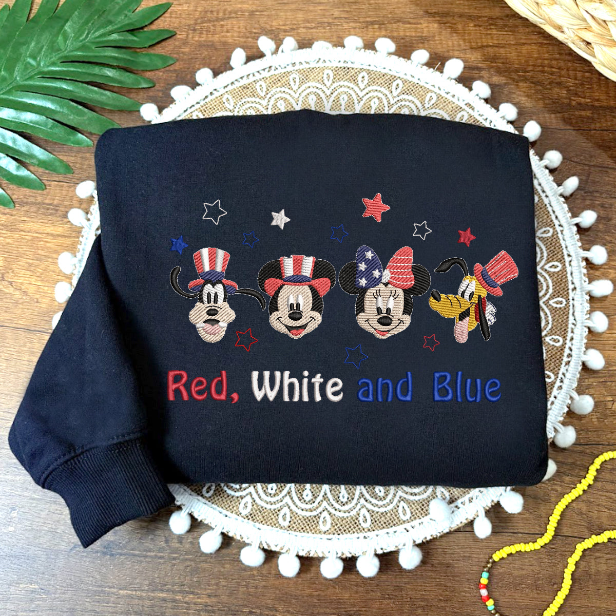 Embroidered Mickey & Friends 4th of July Sweatshirt, Independence Day Outfit