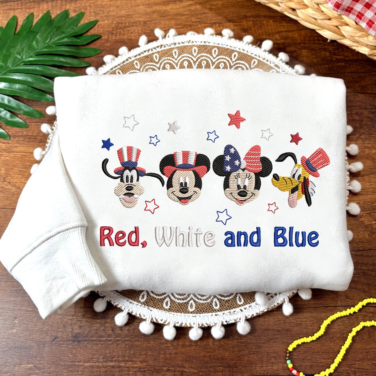 Embroidered Mickey & Friends 4th of July Sweatshirt, Independence Day Outfit