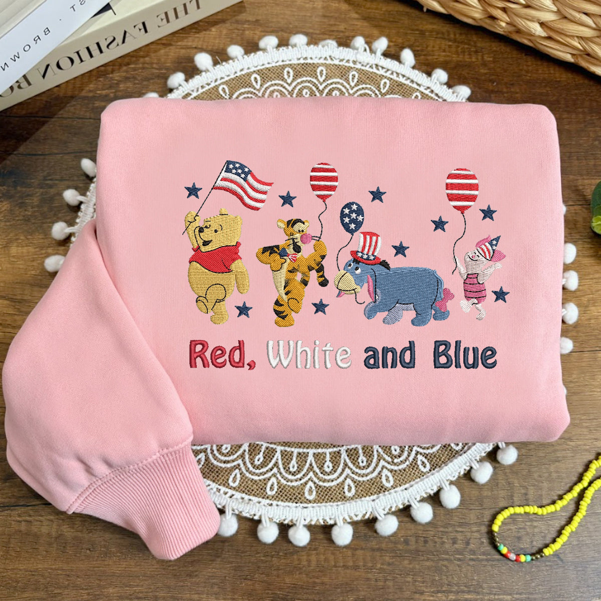 Embroidered Winnie the Pooh Patriotic Sweatshirt, Independence Day Outfit