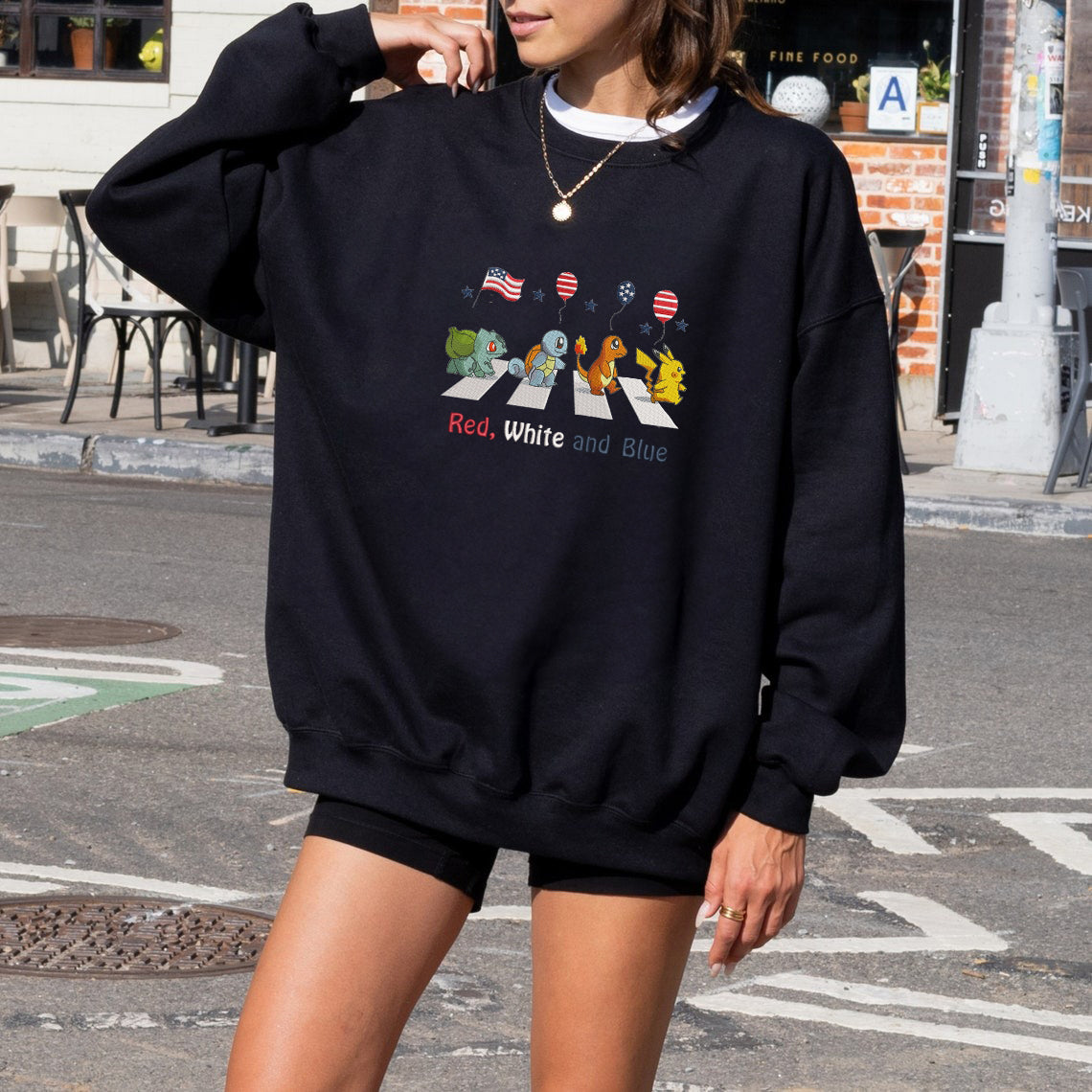 Embroidered Poke'mon 4th of July Sweatshirt, Independence Day Outfit