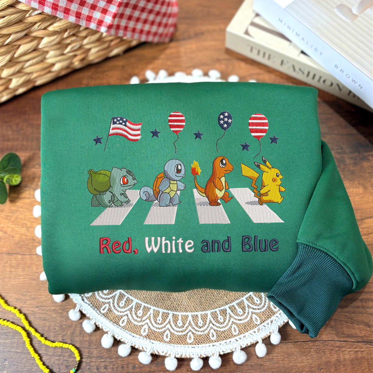 Embroidered Poke'mon 4th of July Sweatshirt, Independence Day Outfit