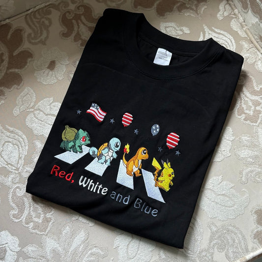 Embroidered Poke'mon 4th of July Sweatshirt, Independence Day Outfit