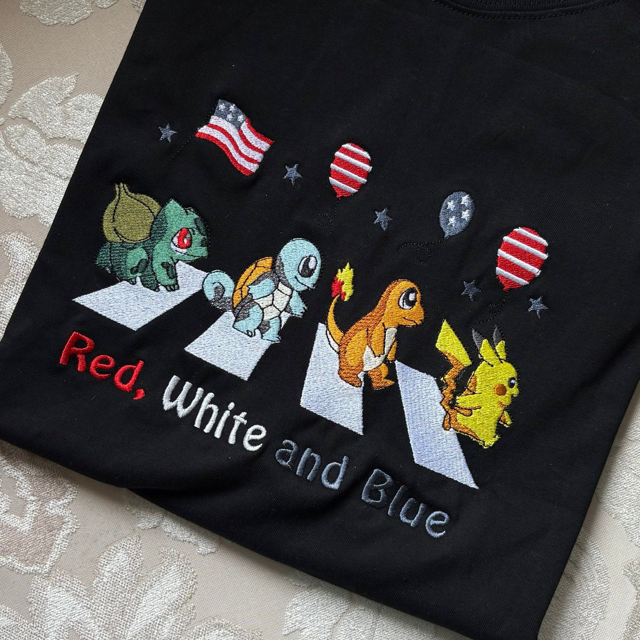 Embroidered Poke'mon 4th of July Sweatshirt, Independence Day Outfit