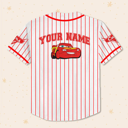 Cars McQueen Embroidered Baseball Jersey, Custom Name Baseball Jersey, Gift For Baseball Lovers