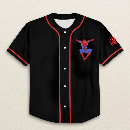 Spider-Man Embroidered Baseball Jersey, Custom Name Baseball Jersey, Gift For Baseball Lovers