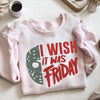 Embroidered I Wish It Was Friday Sweatshirt, Retro Halloween Shirt