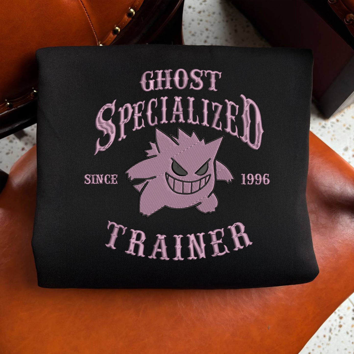 Embroidered Ghost Specialized Trainer Sweatshirt, Poke'mon Halloween Shirt