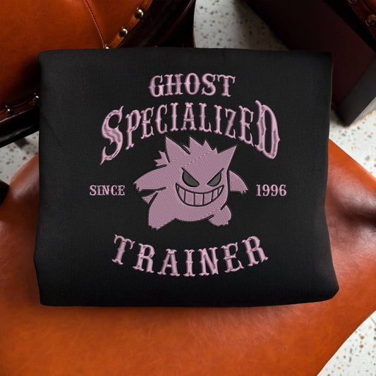 Embroidered Ghost Specialized Trainer Sweatshirt, Poke'mon Halloween Shirt