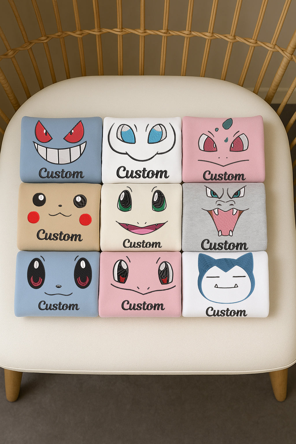 Custom Pokémon Face Embroidered Sweatshirt, Poke'mon Personalized Shirt