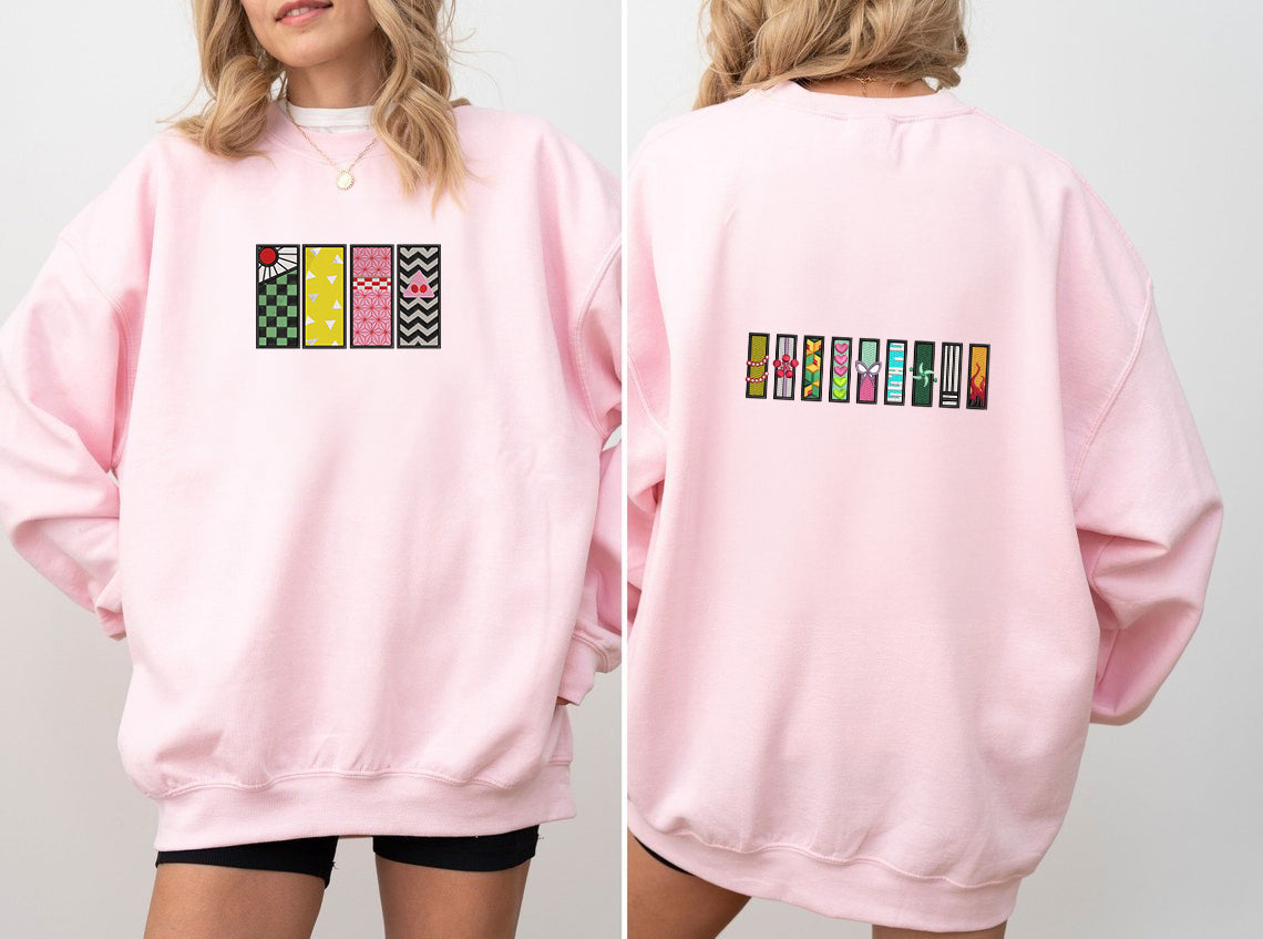 Embroidered Hashira Symbols Sweatshirt, Demon Slayer Shirt, Kimetsu No Yaiba Shirt
