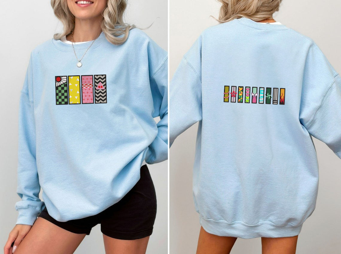 Embroidered Hashira Symbols Sweatshirt, Demon Slayer Shirt, Kimetsu No Yaiba Shirt