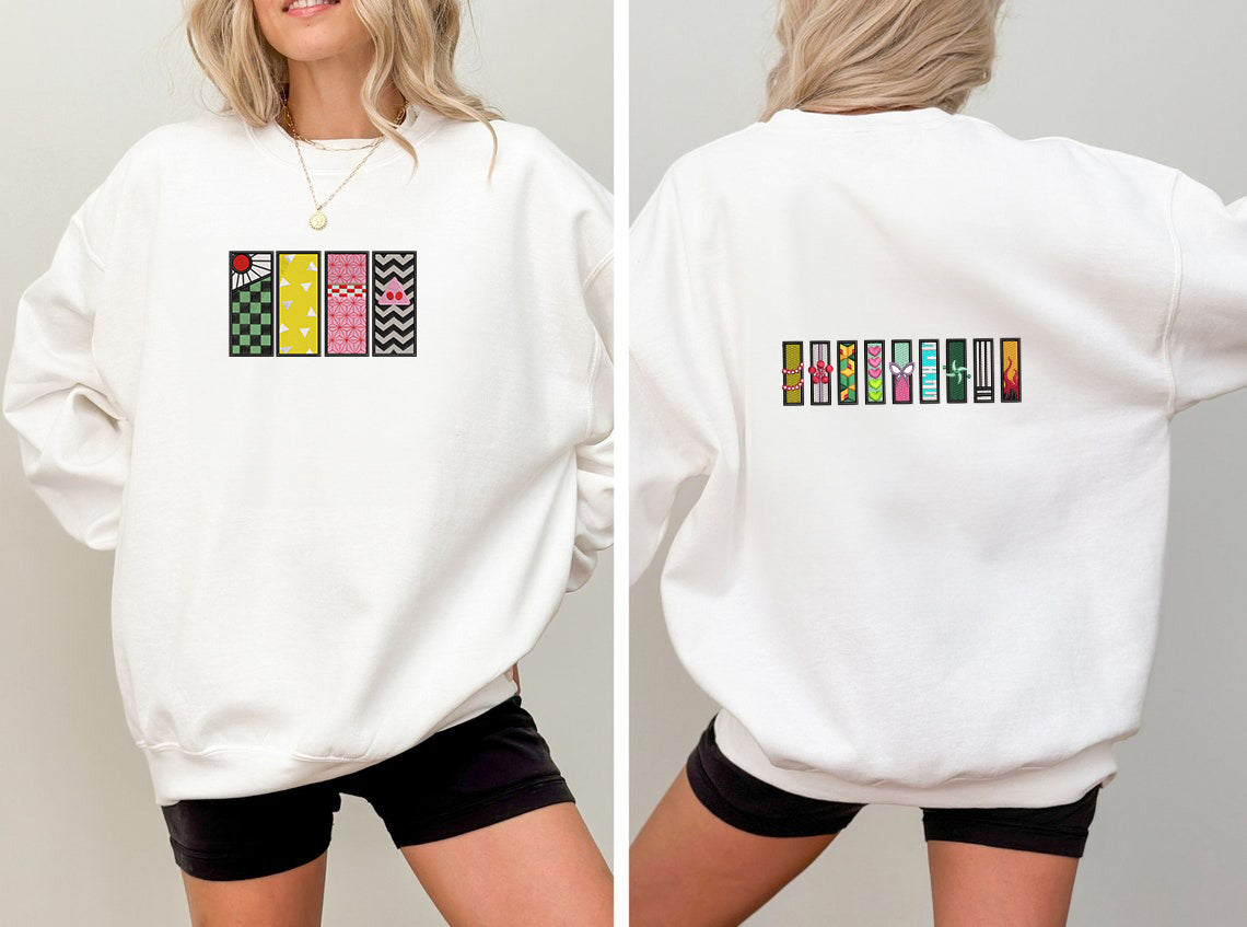 Embroidered Hashira Symbols Sweatshirt, Demon Slayer Shirt, Kimetsu No Yaiba Shirt